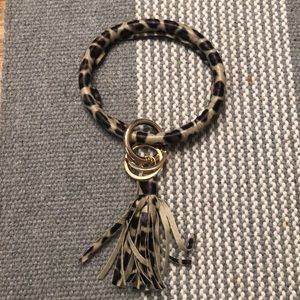 Animal print keychain bracelet with tassel